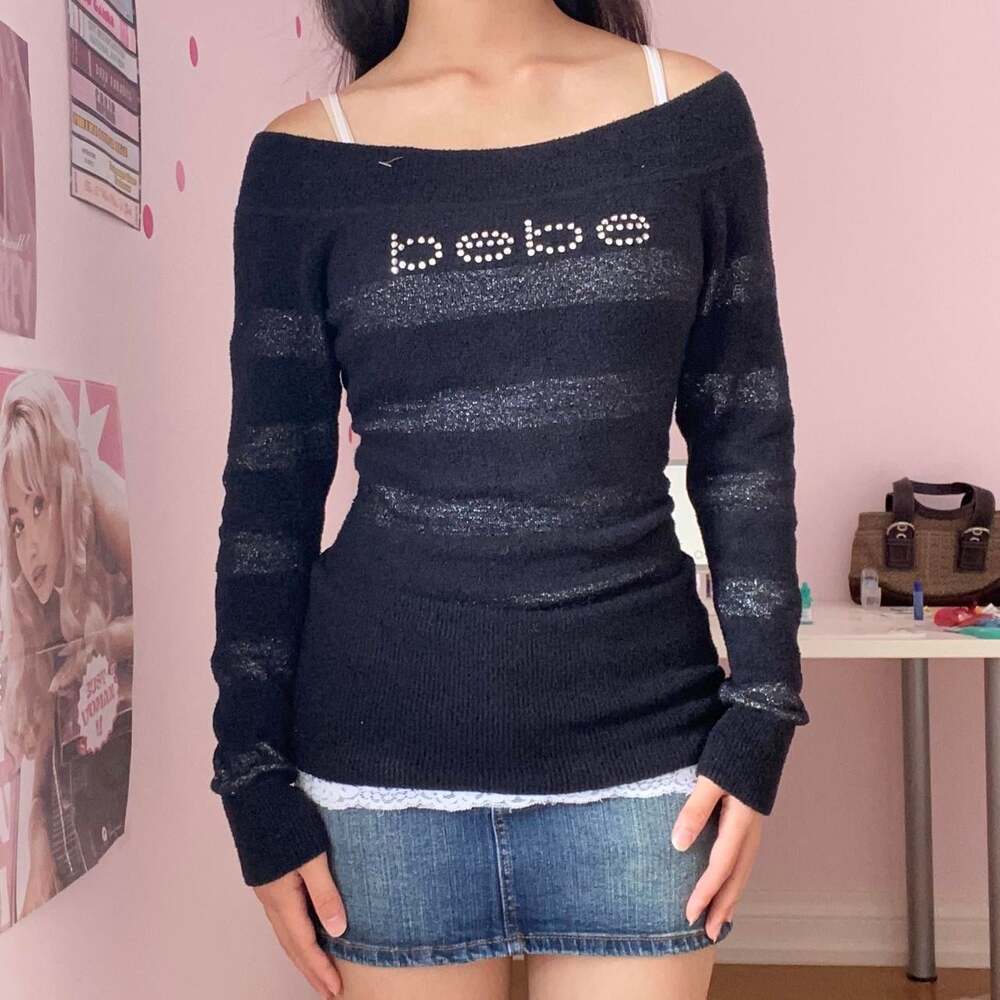 Bebe Women's Black and Grey Jumper